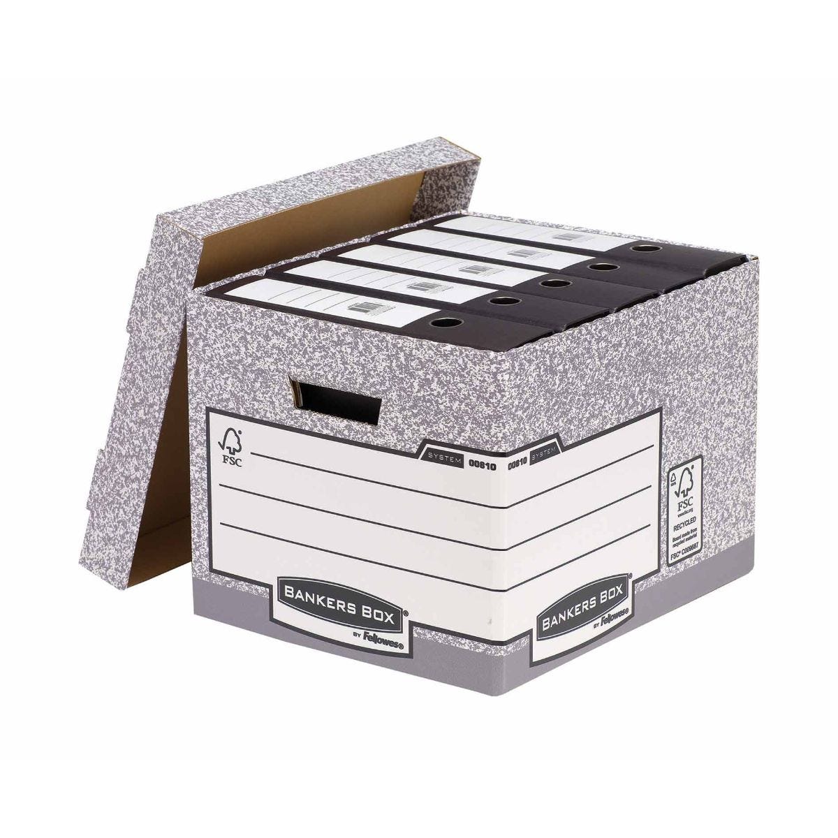 Fellowes Bankers Box Cardboard Storage Box Medium-Duty Pack of 2, Grey