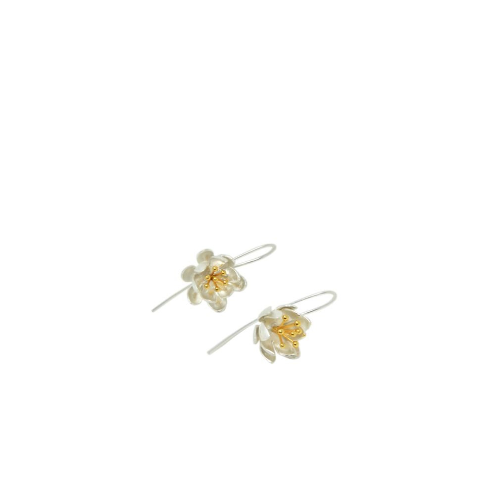 Peony Silver and Gold Plated Drop Earrings