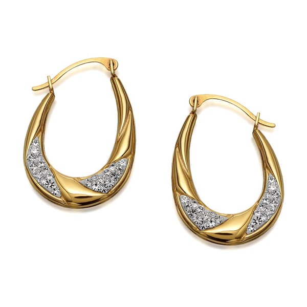 9ct Gold Crystal Creole Hoop Earrings - 16mm - G4310