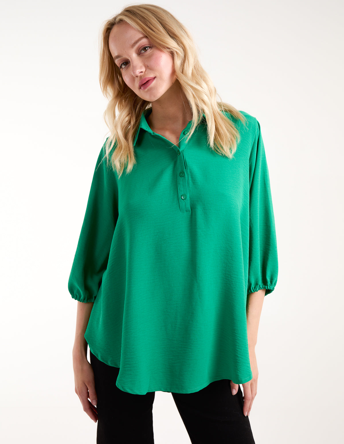 Batwing Shirt With 3/4 Sleeve - S/M / GREEN