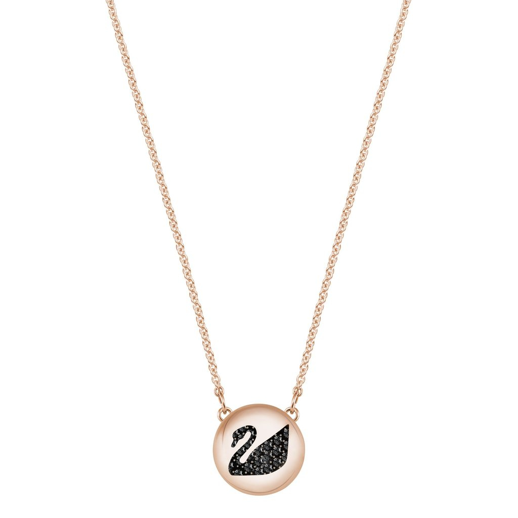 Swarovski Hall Swan Pendant, Grey, Rose Gold Plating