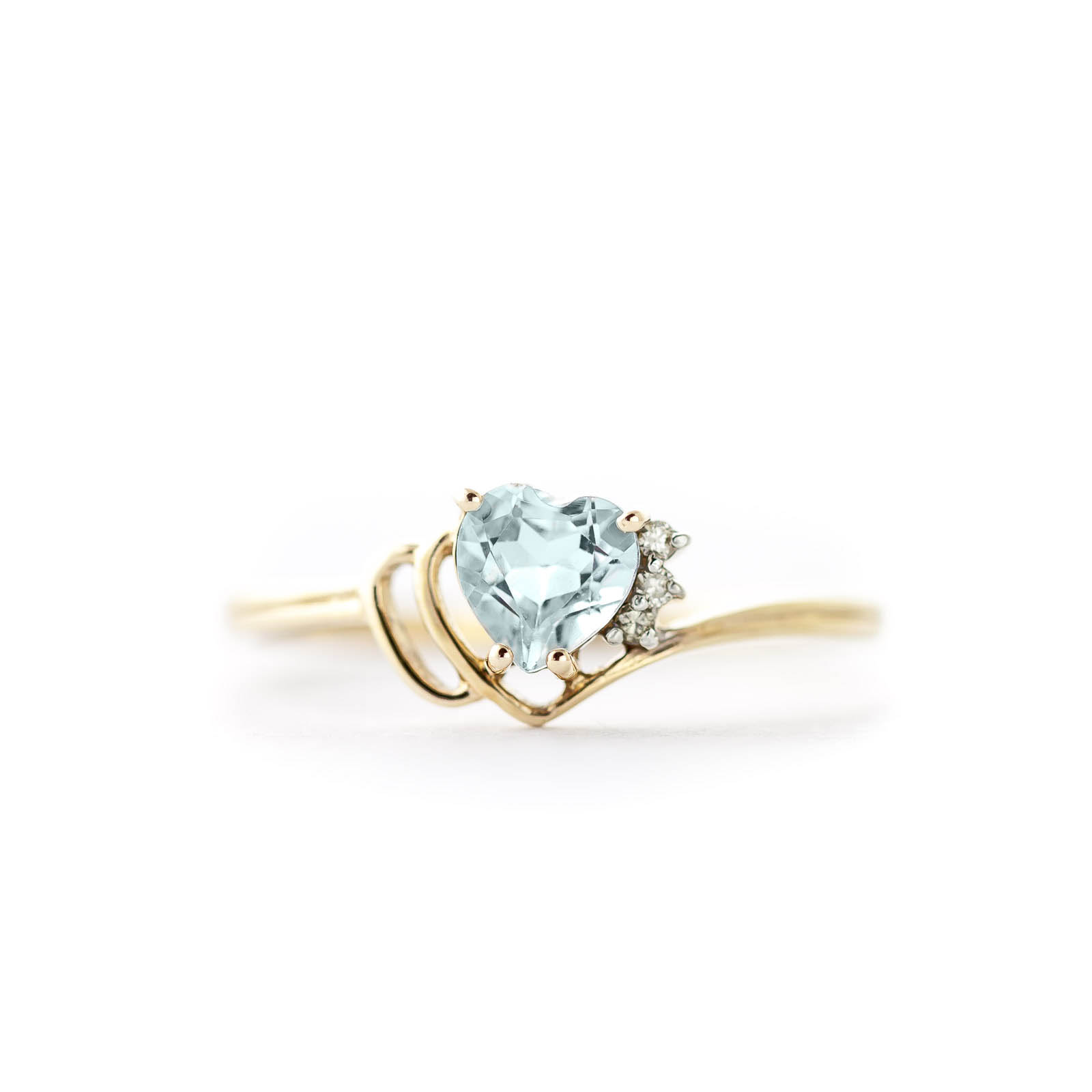 Aquamarine & Diamond Brietta Layered Heart Ring in 18ct Gold