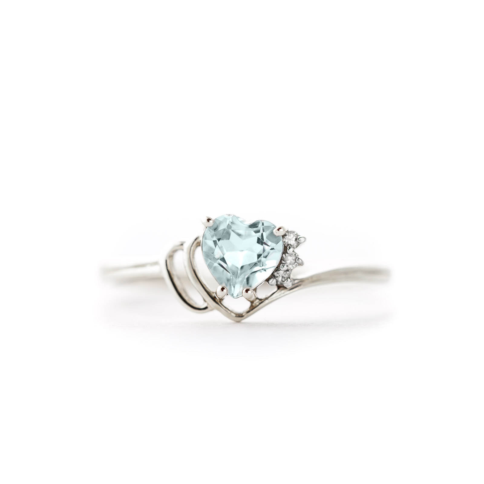Aquamarine & Diamond Brietta Layered Heart Ring in 18ct White Gold