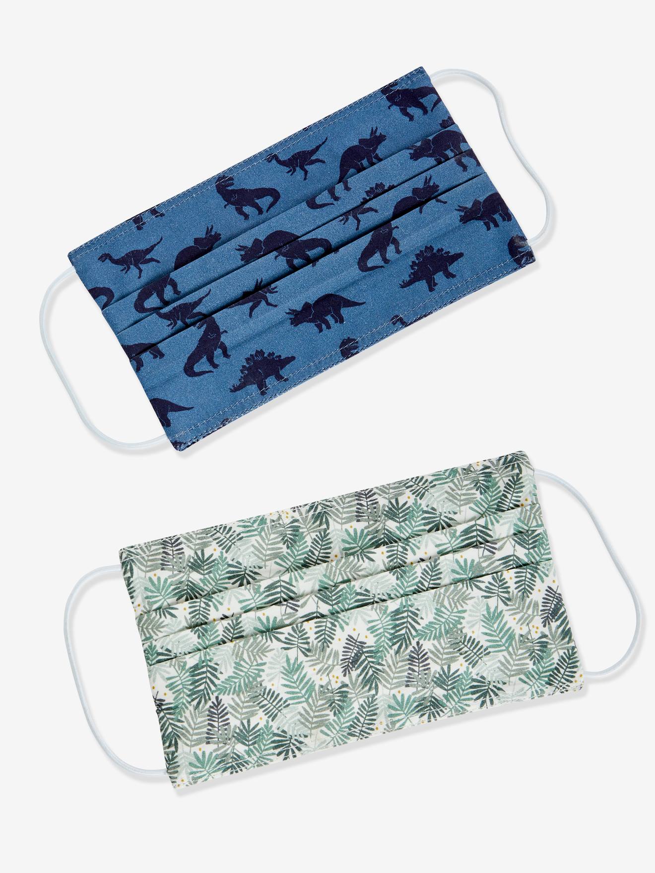 Pack of 2 Reusable Face Masks with Prints for Boys white/print